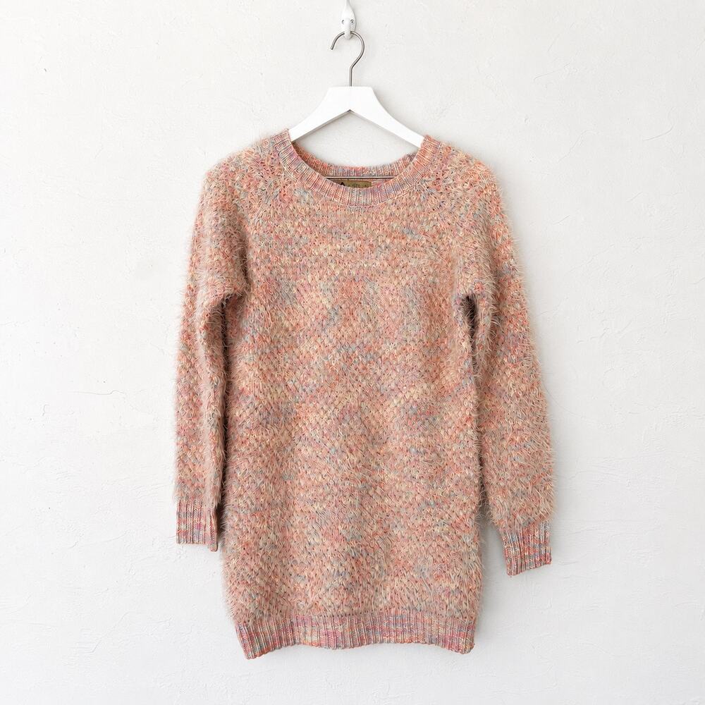 Katsumi Pastel Rainbow Fuzzy Knit Tunic Sweater Small
